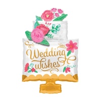 Globo silueta XL de tarta de boda con flores de 53 x 76 cm - Anagram