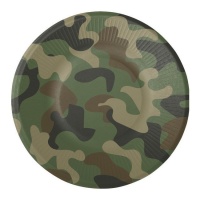 Platos de Camuflaje Militar verde de 23 cm - 8 unidades