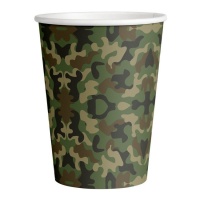 Vasos de Camuflaje Militar verde de 250 ml - 8 unidades