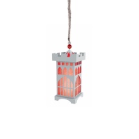 Farol de cartulina Medieval con luz - 12,5 x 6 cm