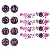 Confetti de Pink Birthday con número de 34 gr