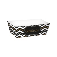 Caja rectangular chevron blanca y negro - 24 unidades