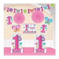 Kit decorativo de primer cumpleaños Butterfly - 10 unidades