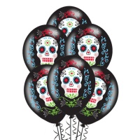 Globos de látex de Día de los muertos de 28 cm - Sempertex - 6 unidades