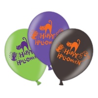 Globos de látex de Happy Halloween de 28 cm - Sempertex - 6 unidades