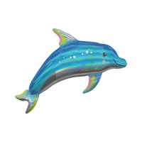 Globo silueta XL de delfín iridiscente de 73 x 68 cm - Anagram