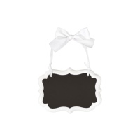 Cartel de pizarra para colgar mini con borde blanco - 14 x 10 cm