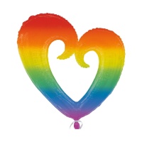 Globo silueta XL de corazón multicolor de 81 x 76 cm - Anagram