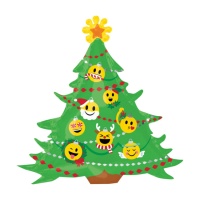 Globo de árbol de Navidad con bolas de Emoticonos de 83 x 86 cm - Anagram