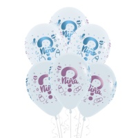 Globos de látex sólido blanco de Niño o Niña de 30 cm - Sempertex - 12 unidades
