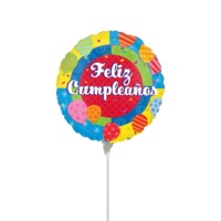 Globo hinchado con varilla de Feliz cumpleaños con globos de 17 cm - Anagram