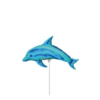 Globo hinchado con varilla de Delfín azul de 20 x 35 cm - Anagram