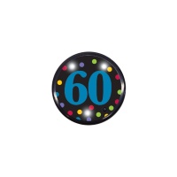 Broche feliz cumpleaños 60 con luz