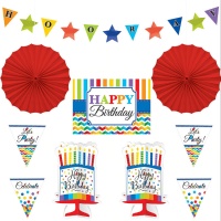 Kit decorativo de Happy Birthday arcoíris - 10 unidades