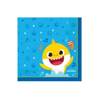 Servilletas de Baby Shark azul de 16,5 x 16,5 cm - 16 unidades