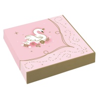 Servilletas de Cisne blanco de 16,5 x 16,5 cm - 16 unidades