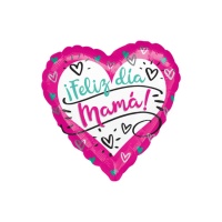 Globo corazón rosa Feliz Día Mamá de 43 cm - Anagram