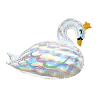 Globo silueta de cisne blanco iridiscente con corona de 73 x 55 cm - Anagram