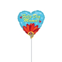 Globo hinchado con varilla mini de Feliz Día Mamá de 10 cm - Anagram