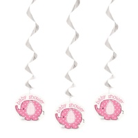 Colgantes decorativos Pink Elephant Party de 65 cm - 3 unidades