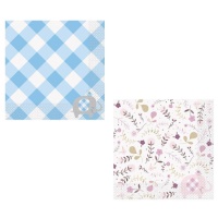 Servilletas Blue Elephant Floral de 16,5 x 16,5 cm - 16 unidades