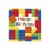 Servilletas de Lego Happy Birthday de 16,5 x 16,5 cm - 16 unidades