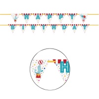 Banderín feliz cumpleaños de Todos al circo - 3,35 m