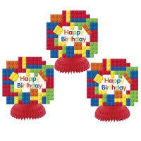 Centro de mesa feliz cumpleaños de Lego - 3 unidades