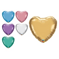 Globo de corazón cromado de 45 cm - Qualatex - 1 unidad