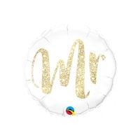 Globo redondo blanco de Mr. de 46 cm - Qualatex