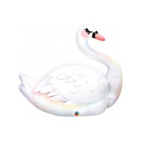 Globo de cisne blanco iridiscente de 89 cm - Qualatex