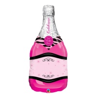 Globo silueta XL de botella de Champagne rosa de 99 cm - Qualatex