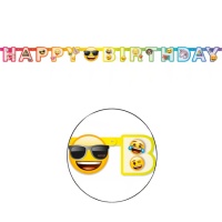 Guirnalda feliz cumpleaños de Emoticonos arcoíris - 1,82 m
