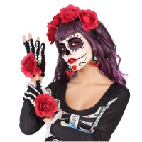 Diadema, guantes y pendientes de Catrina