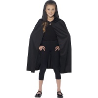 Capa de 75 cm negra con capucha infantil