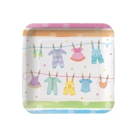 Platos cuadrados Baby Clothing de 23 cm -  8 unidades