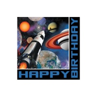 Servilletas del Espacio Exterior Happy Birthday de 16,5 x 16,5 cm - 16 unidades