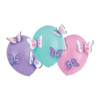 Globos de látex con mariposas de 35 cm - Amscan - 3 unidades