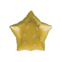 Globo estrella con destellos dorado de 45 cm - 1 unidad