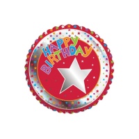 Globo redondo Star Feliz Cumpleaños de 45 cm - Creative Converting