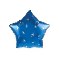 Globo estrella con destellos azul marino de 45 cm - 1 unidad