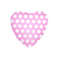 Globo corazón con topos rosa de 45 cm - 1 unidad