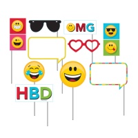 Kit para photocall de Emoticonos - 10 unidades