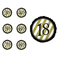 Globo de cumpleaños negro y dorado con número de 45 cm - Creative Converting