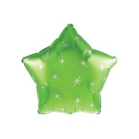 Globo estrella con destellos verde de 45 cm - 1 unidad