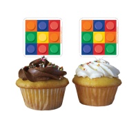 Picks para cupcakes de Lego Construcción de 7 cm - 12 unidades
