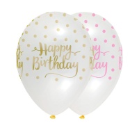 Globos de látex Pink Chic feliz cumpleaños de 30 cm - Creative Party - 6 unidades