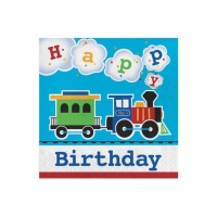 Servilletas de Todos al Tren Happy Birthday de 16,5 x 16,5 cm - 16 unidades