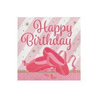 Servilletas de Bailarina Happy Birthday de 16,5 x 16,5 cm - 16 unidades