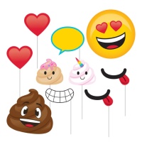 Kit para photocall de fiesta Emoticonos - 10 unidades